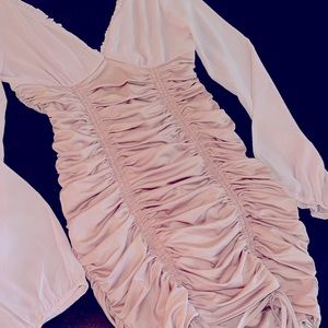 Zie LA. Dress. Powder pink. Long sleeve. Figure hugging. Bows on legs.